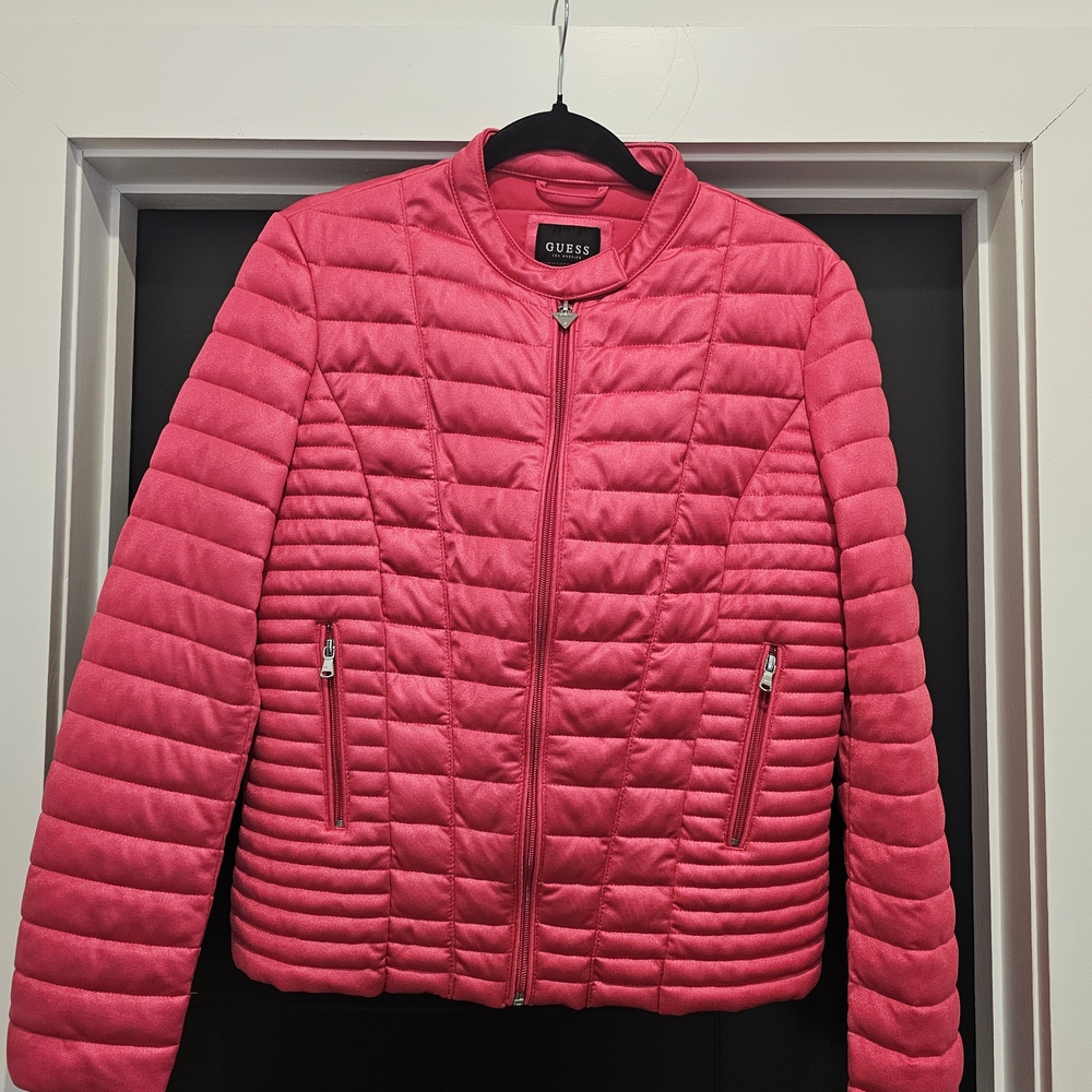 GUESS Women's Pink Quilted Jacket